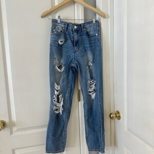 Aeropostale Blue Distressed Ankle Jeans